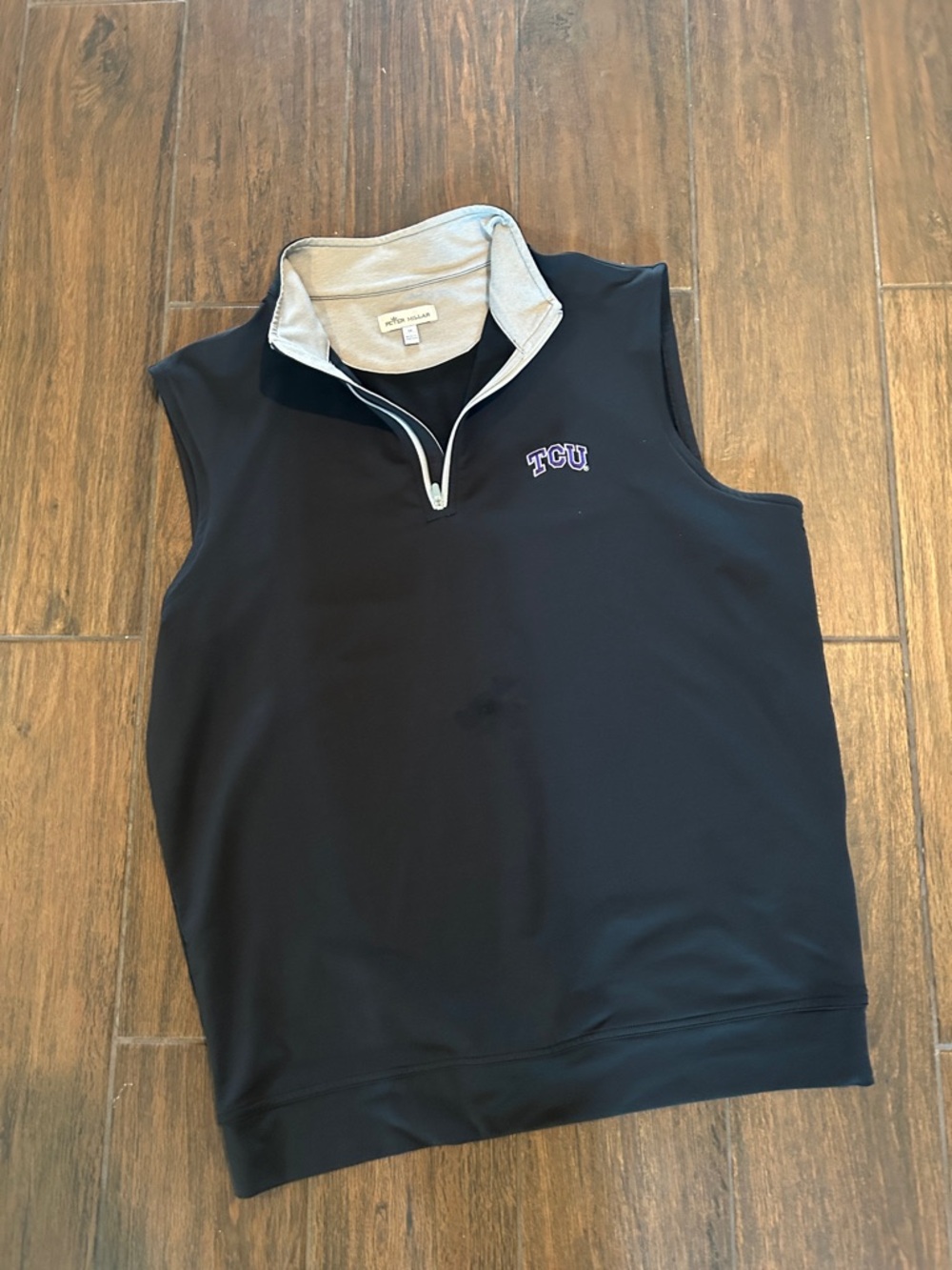 Peter Millar TCU Black Sleeveless Quarter-Zip Pullover